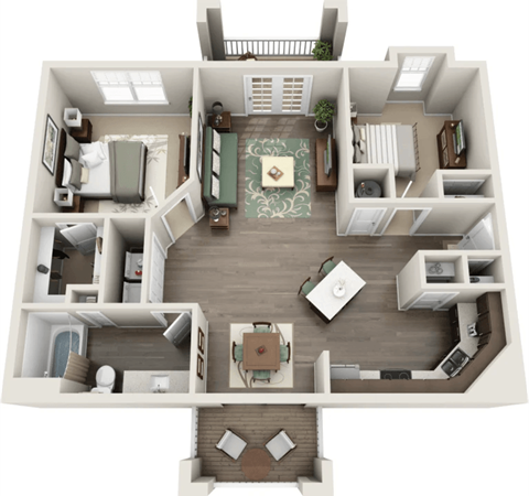 Floor plan for 1 bed, 1 bath, 1083 sqft
